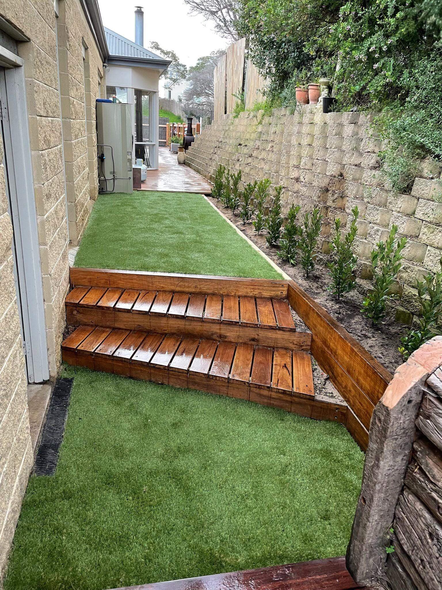 Outdoor stairs with grass